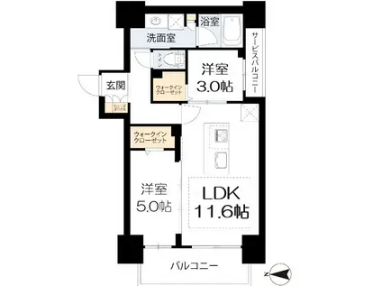 アーバネックス南新町(2LDK/8階)の間取り写真