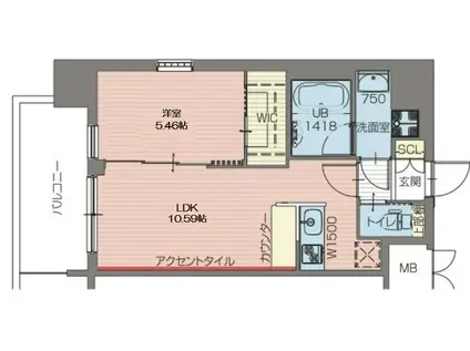 プレジオ難波(1LDK/12階)の間取り写真