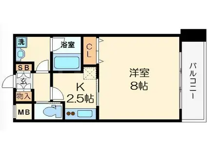 アーバンフラッツ西中島(1K/4階)の間取り写真