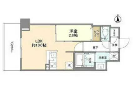 アヴェニール中崎(1LDK/9階)の間取り写真