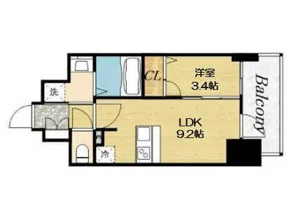 プレサンス立売堀ベルヴィル(1LDK/7階)の間取り写真