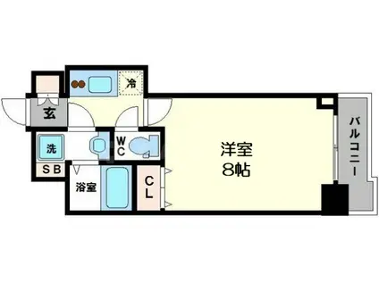 S-RESIDENCE谷町五丁目(1K/5階)の間取り写真