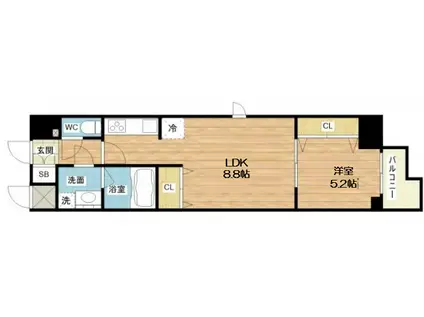 スプランディッド堀江(1LDK/6階)の間取り写真