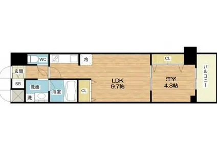 スプランディッド堀江(1LDK/11階)の間取り写真
