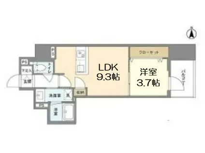 RJRプレシア南堀江(1LDK/9階)の間取り写真