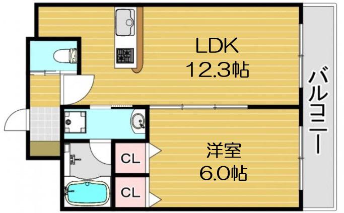プレジオ海老江(1LDK/12階)の間取り写真