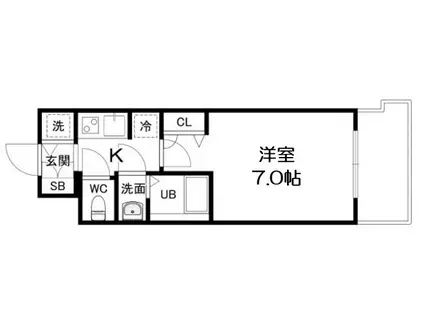 エスリードレジデンス都島シティフロント(1K/9階)の間取り写真