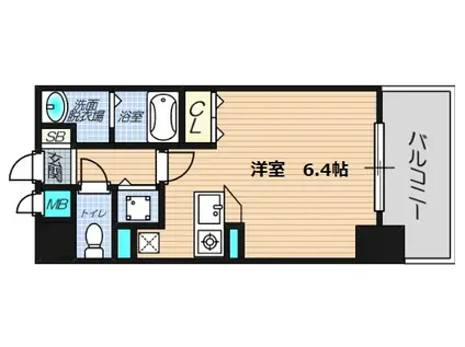 レジディア天神橋(1K/7階)の間取り写真