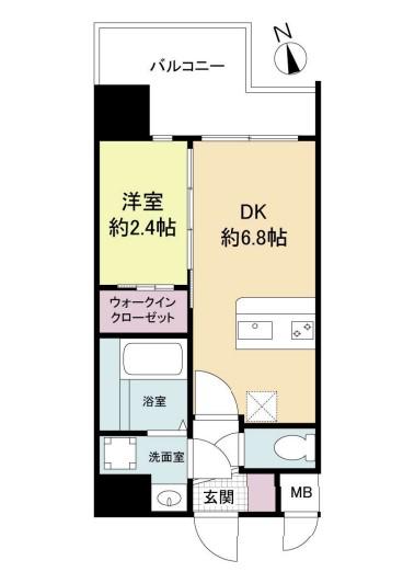 セレニテ難波ミラク弐番館(1DK/2階)の間取り写真