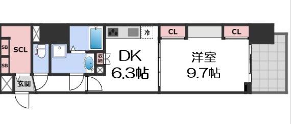 プレサンス堺筋本町駅前(1DK/5階)の間取り写真