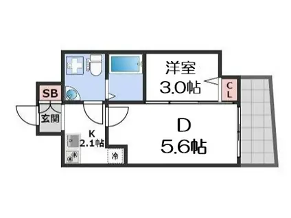 セレニテ上町台(1LDK/12階)の間取り写真