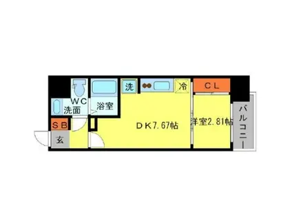 SERENITE新大阪(1DK/11階)の間取り写真