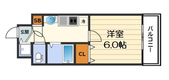 エスライズ・梅田東(1K/7階)の間取り写真