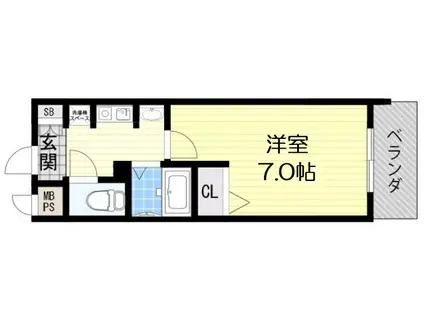 クリエイト21アテンドル梅田(1K/2階)の間取り写真