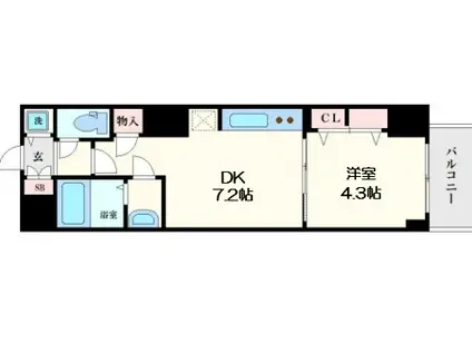 S-RESIDENCE堺筋本町UNO(1DK/15階)の間取り写真