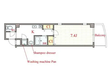 MARION KITAHORIE ANNEX(1K/5階)の間取り写真