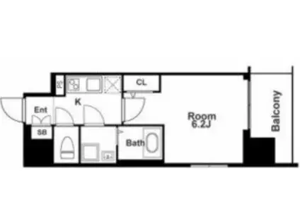 エスリード本町靱公園レジデンス(1K/8階)の間取り写真