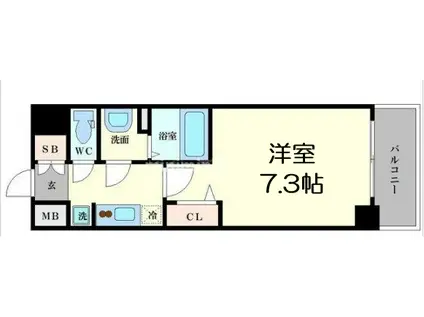 ファステート難波グランプリ(1K/11階)の間取り写真