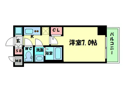 サムティ難波VIVO(1K/13階)の間取り写真