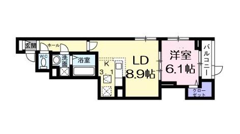 エスポワール立葉(1LDK/2階)の間取り写真