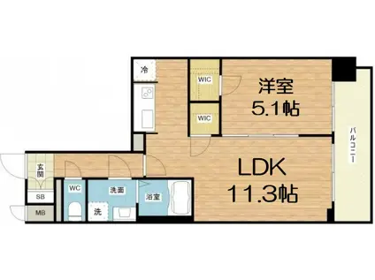 S-RESIDENCE日本橋QUALIER(1LDK/3階)の間取り写真