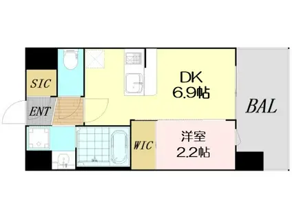 セレニテ十三ミラク(1DK/13階)の間取り写真