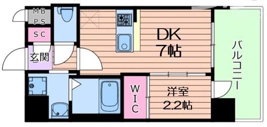 セレニテ十三ミラク(1DK/9階)の間取り写真