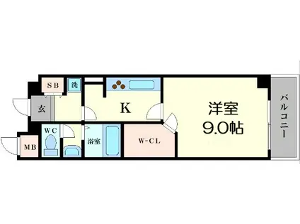 CITY SPIRE桜川Ⅱ(1K/3階)の間取り写真