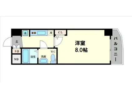 SERENITE堺筋本町SUD(1K/2階)の間取り写真