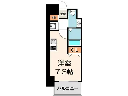 ドゥーエなんば南(ワンルーム/9階)の間取り写真