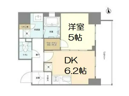 エステムコート北堀江Ⅱ(1DK/12階)の間取り写真