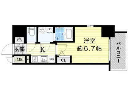 エスリード大阪上本町グリーズ(1K/15階)の間取り写真