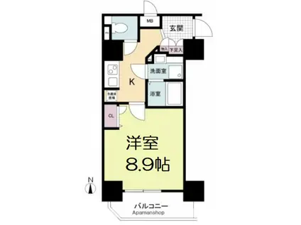 ルーエ本町(1K/12階)の間取り写真