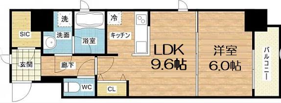 セイル淀屋橋(1LDK/13階)の間取り写真