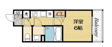 プレサンス南堀江(1K/2階)の間取り写真
