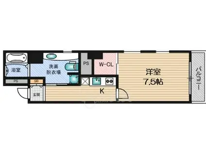 セレッソコート リバーサイドOSAKA(1K/2階)の間取り写真