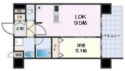 プレサンス大阪天満リバーシア(1LDK/5階)の間取り写真