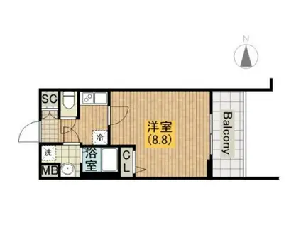 プレサンス谷町九丁目駅前(1K/5階)の間取り写真