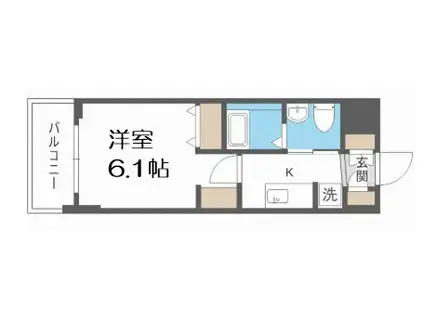 エステムプラザ難波ウエストリバークロス(1K/3階)の間取り写真