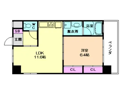 ノースVILLAGE参番館(1LDK/2階)の間取り写真