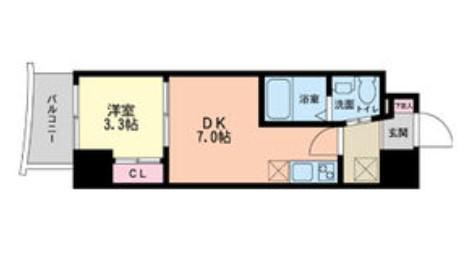 セレニテ本町グランデ(1DK/15階)の間取り写真