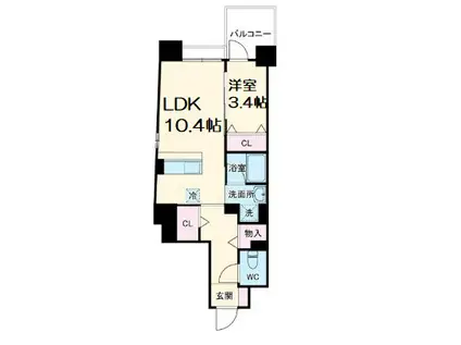 ハイデンス梅ヶ枝(1LDK/5階)の間取り写真