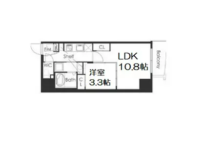 マリンズ心斎橋Ⅲ(1LDK/7階)の間取り写真