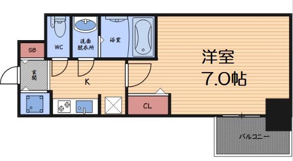 アスヴェル南森町(1K/10階)の間取り写真