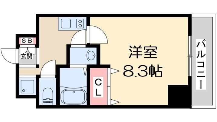 MELDIA CREST TAPP 新大阪 ウエスト(1K/3階)の間取り写真