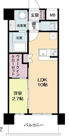 セレニテ東三国ミラク(1LDK/2階)の間取り写真