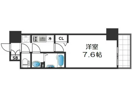 LALA PLACE難波ガルテン(1K/11階)の間取り写真