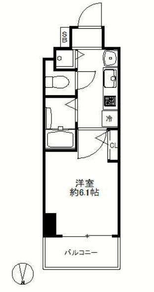 スワンズ心斎橋イースト(1K/11階)の間取り写真