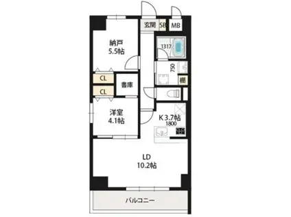 ベルンガーデン勝山北(2LDK/10階)の間取り写真