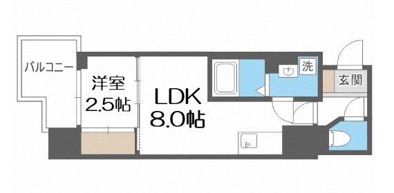 セレニテ難波プリエ(1DK/14階)の間取り写真